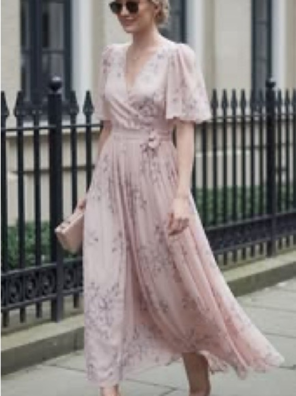 NWOT Simple Retro Floral Button Front Tea Dress in Blush Pink Size M